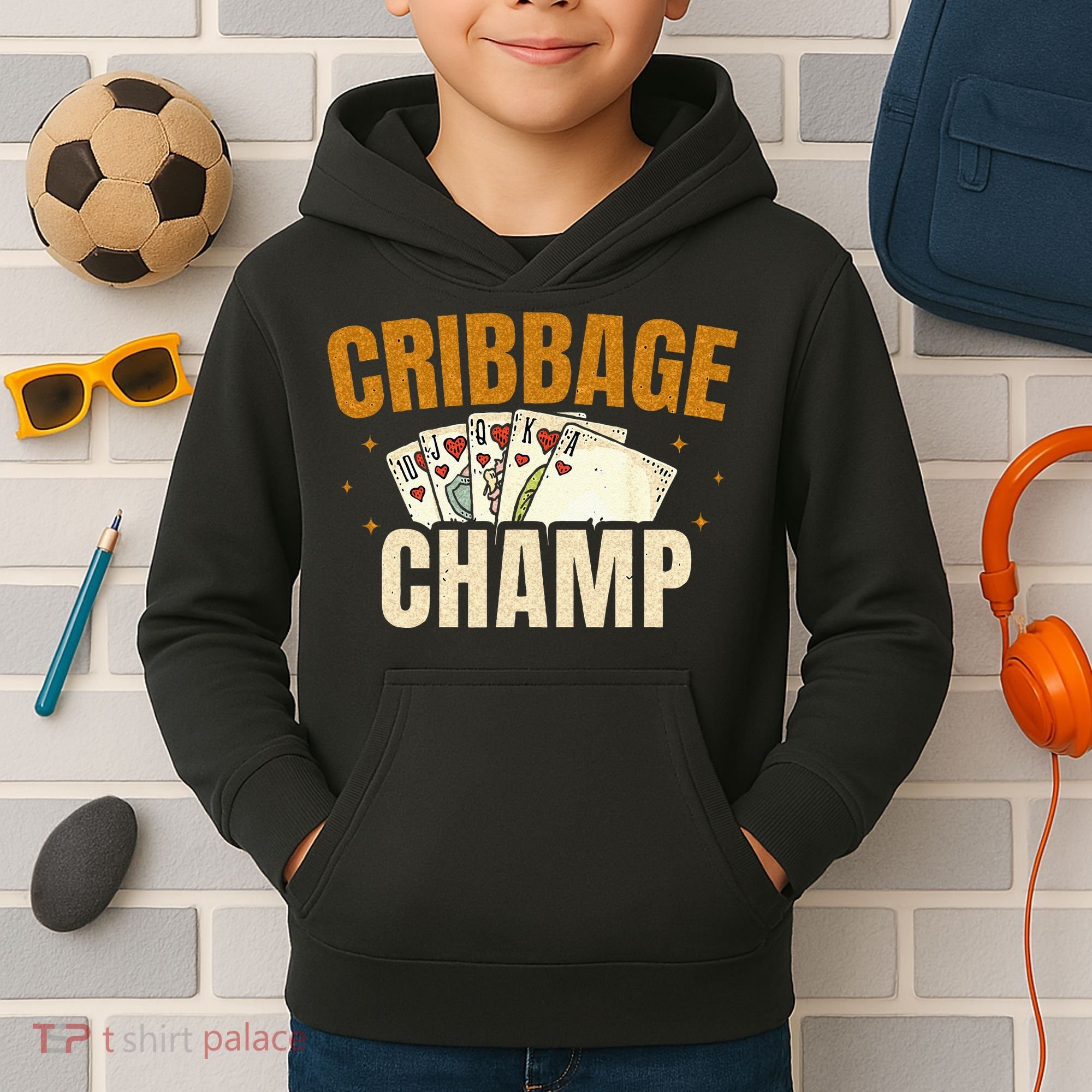 Cribbage Champ Card Game Players Kids Hoodie
