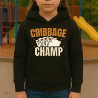 Cribbage Champ Card Game Players Kids Hoodie thumb 3
