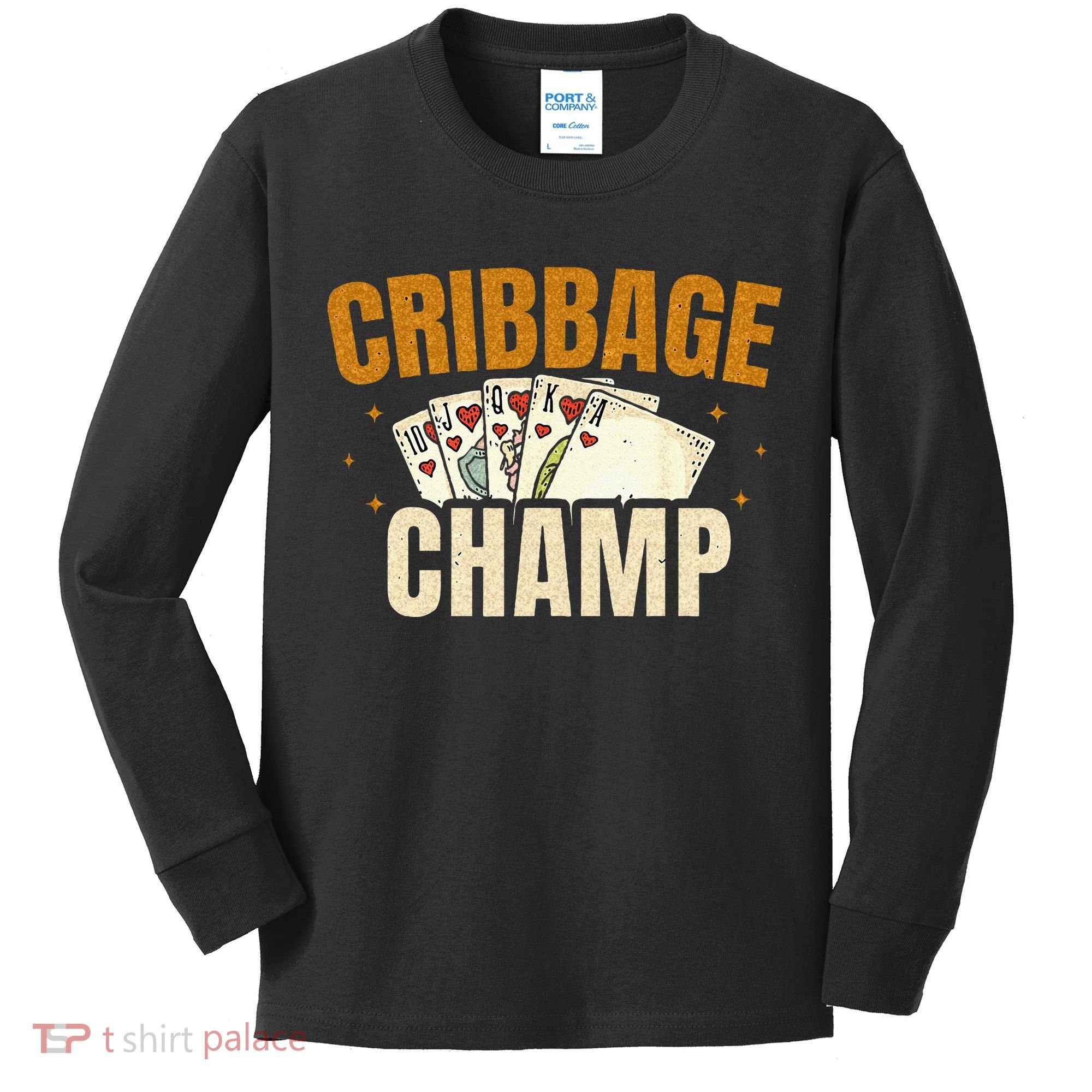 Cribbage Champ Card Game Players Kids Long Sleeve Shirt