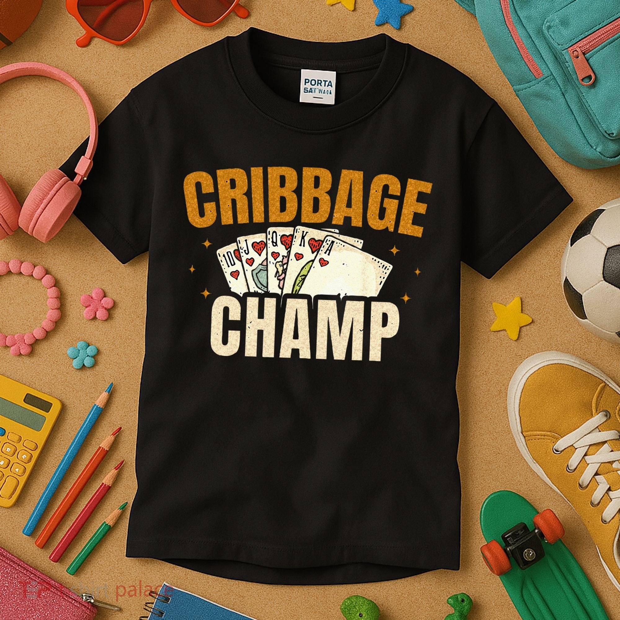 Cribbage Champ Card Game Players Kids T-Shirt