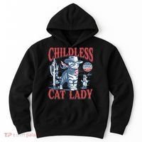 Cowboy Cat Childless Cat Lady For Kamala Election Voting Hoodie thumb 0