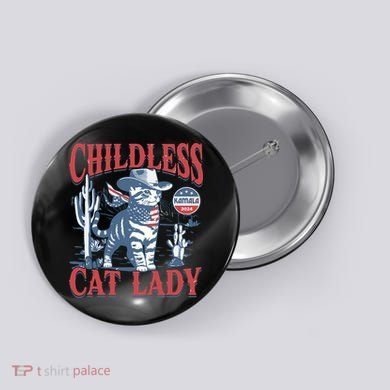 Cowboy Cat Childless Cat Lady For Kamala Election Voting Button
