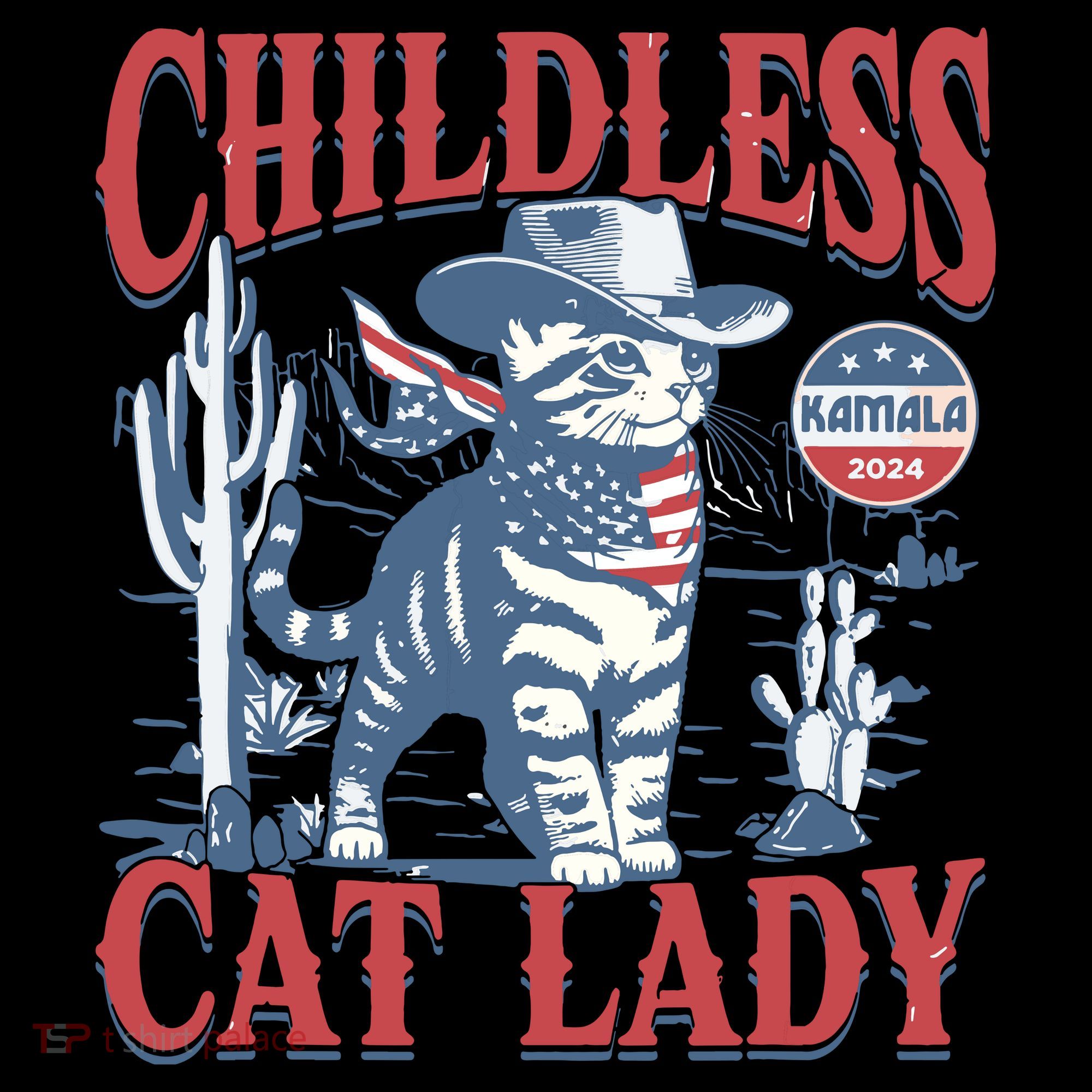 Cowboy Cat Childless Cat Lady For Kamala Election Voting Coffee Mug