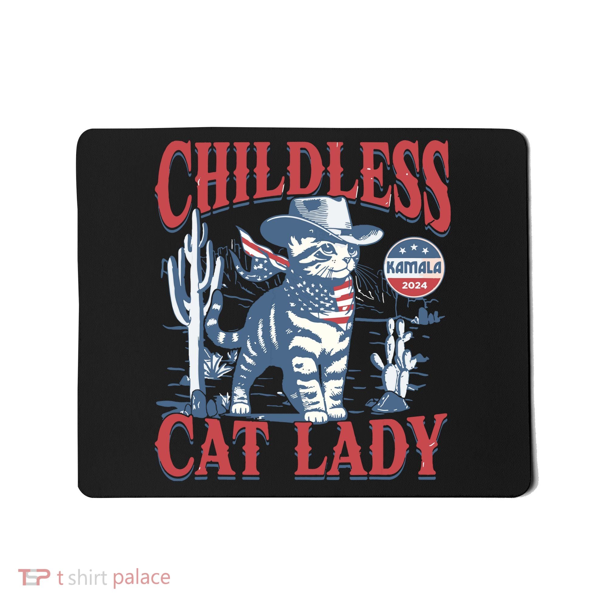 Cowboy Cat Childless Cat Lady For Kamala Election Voting Mousepad