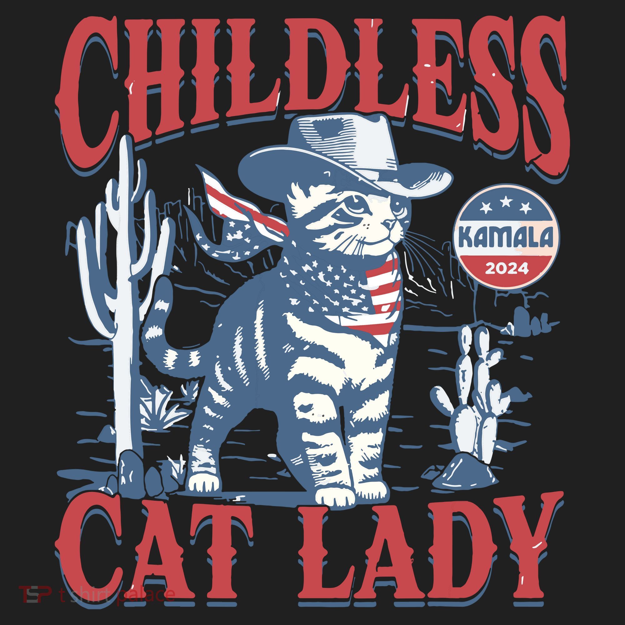 Cowboy Cat Childless Cat Lady For Kamala Election Voting Hat