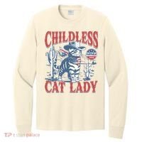 Cowboy Cat Childless Cat Lady For Kamala Election Voting Long Sleeve Shirt thumb 0