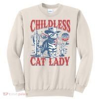 Cowboy Cat Childless Cat Lady For Kamala Election Voting Sweatshirt thumb 0