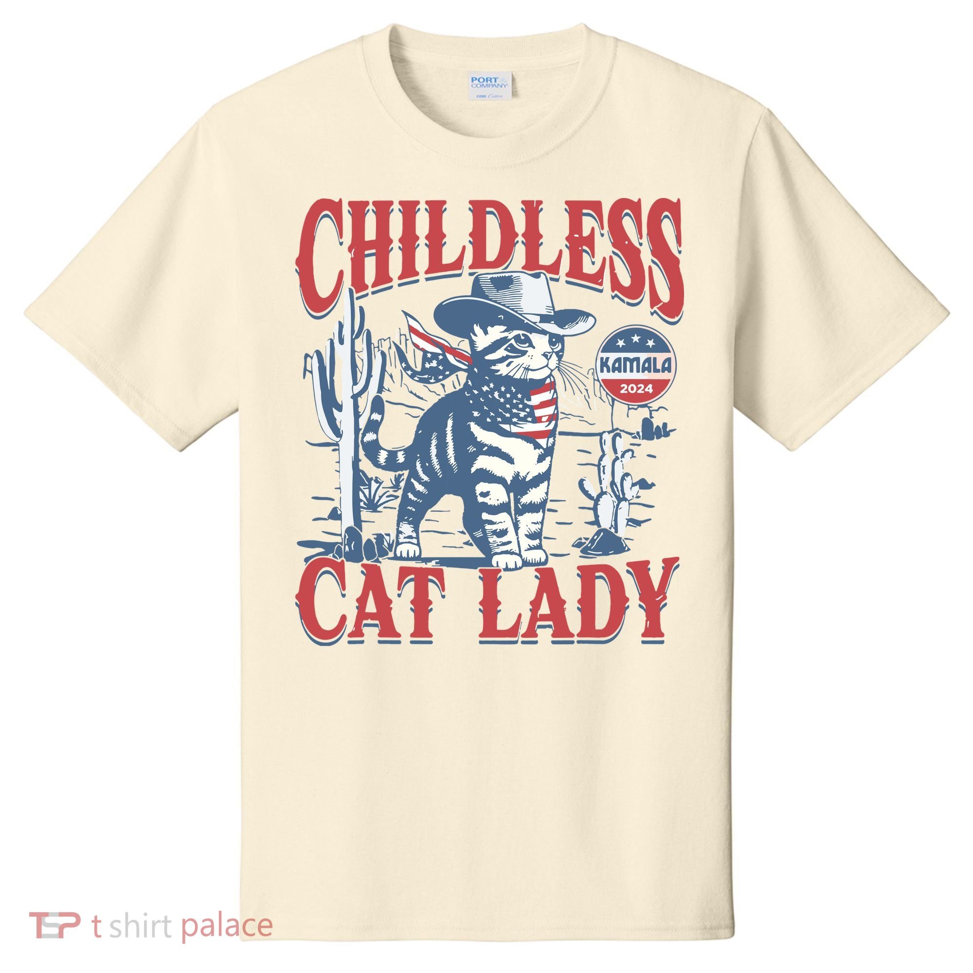 Cowboy Cat Childless Cat Lady For Kamala Election Voting T-Shirt