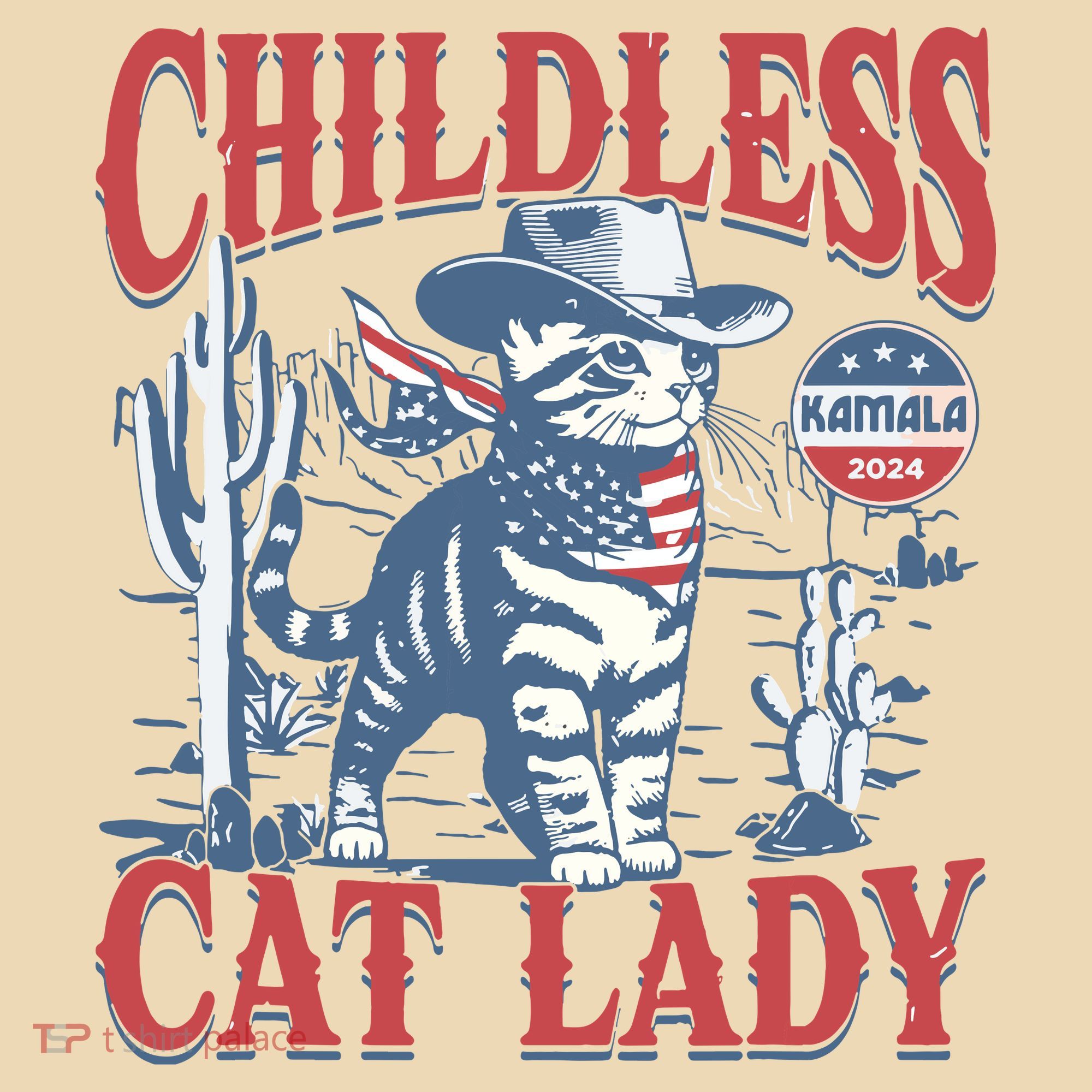 Cowboy Cat Childless Cat Lady For Kamala Election Voting Women's Tank Top