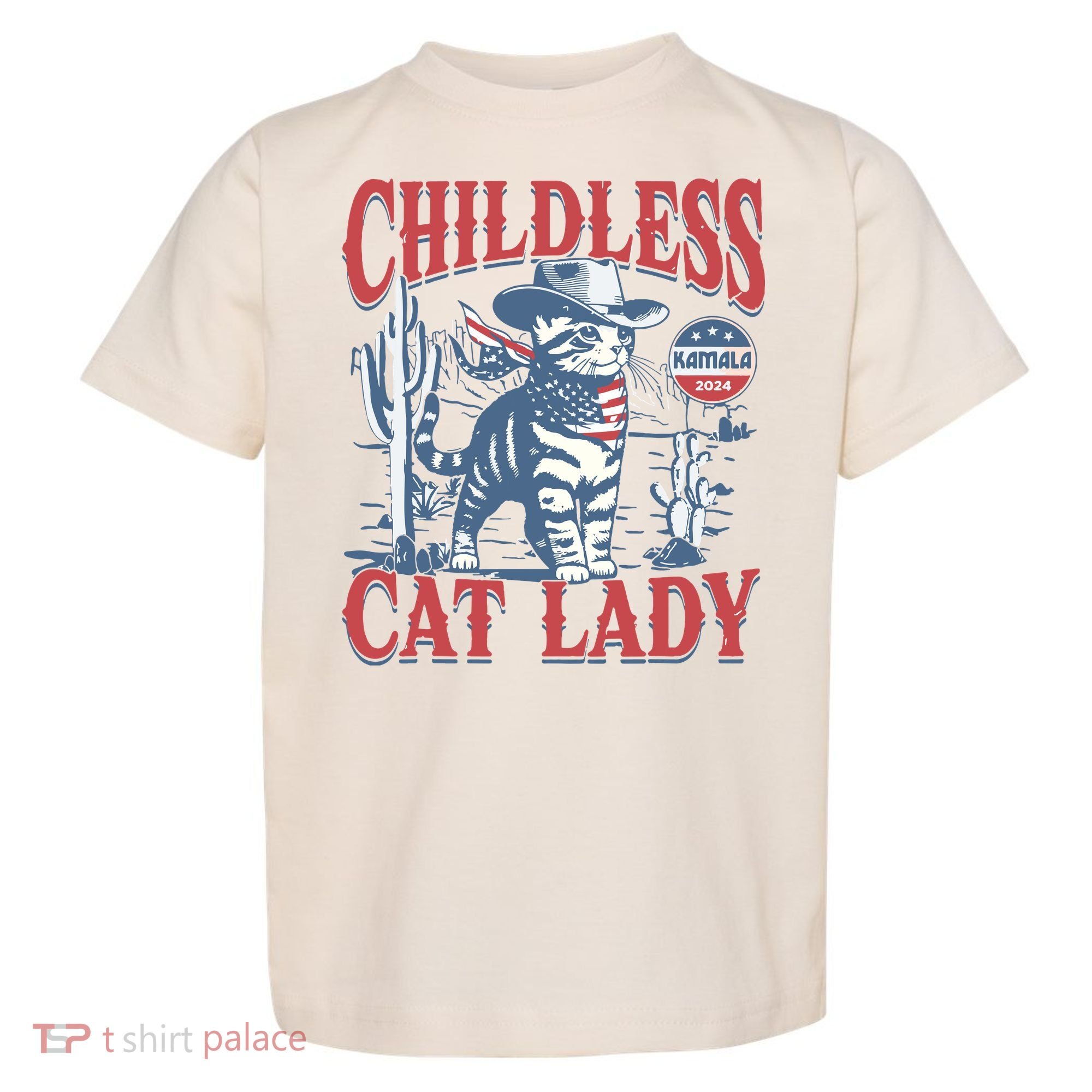 Cowboy Cat Childless Cat Lady For Kamala Election Voting Toddler T-Shirt