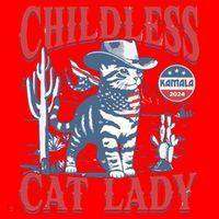 Cowboy Cat Childless Cat Lady For Kamala Election Voting Santa Hat thumb 1