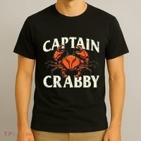 Captain Crabby Crustacean Crabber Crabbing Seafood Lover T-Shirt thumb 3