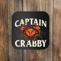 Captain Crabby Crustacean Crabber Crabbing Seafood Lover Coaster thumb 0