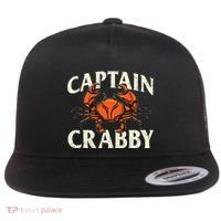 Captain Crabby Crustacean Crabber Crabbing Seafood Lover Flat Bill Trucker Hat thumb 0