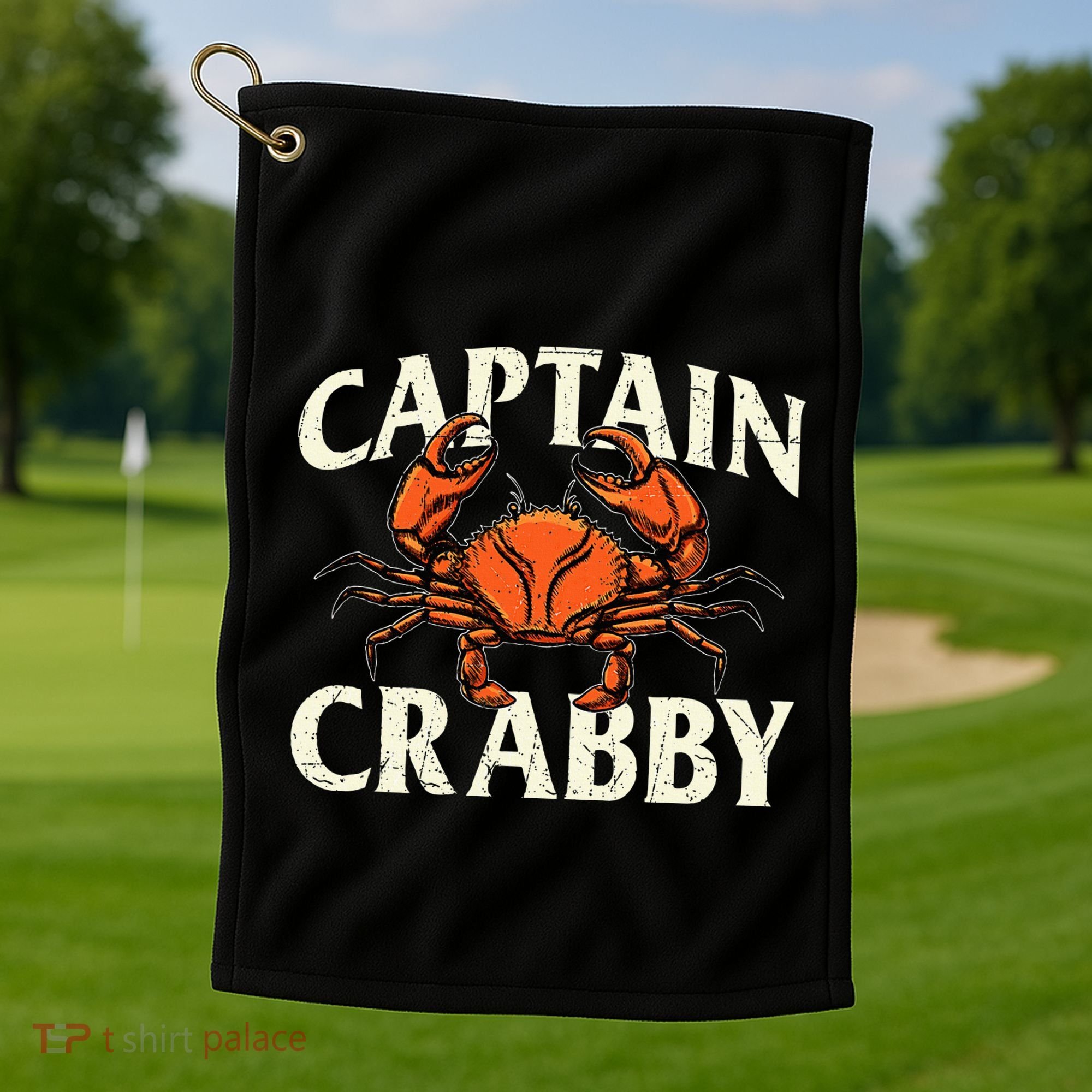 Captain Crabby Crustacean Crabber Crabbing Seafood Lover Golf Towel