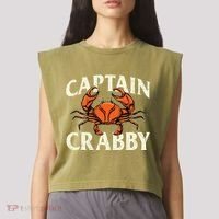 Captain Crabby Crustacean Crabber Crabbing Seafood Lover Garment-Dyed Women's Muscle Tee thumb 2