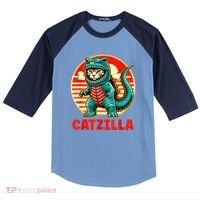 Cat Catzilla Cat Mom Cat Dad Raglan Baseball Sleeve Shirt thumb 0