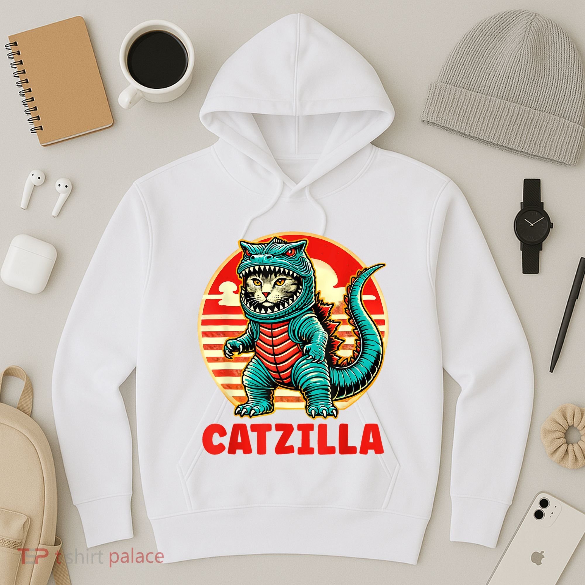 Cat Catzilla Cat Mom Cat Dad Hoodie