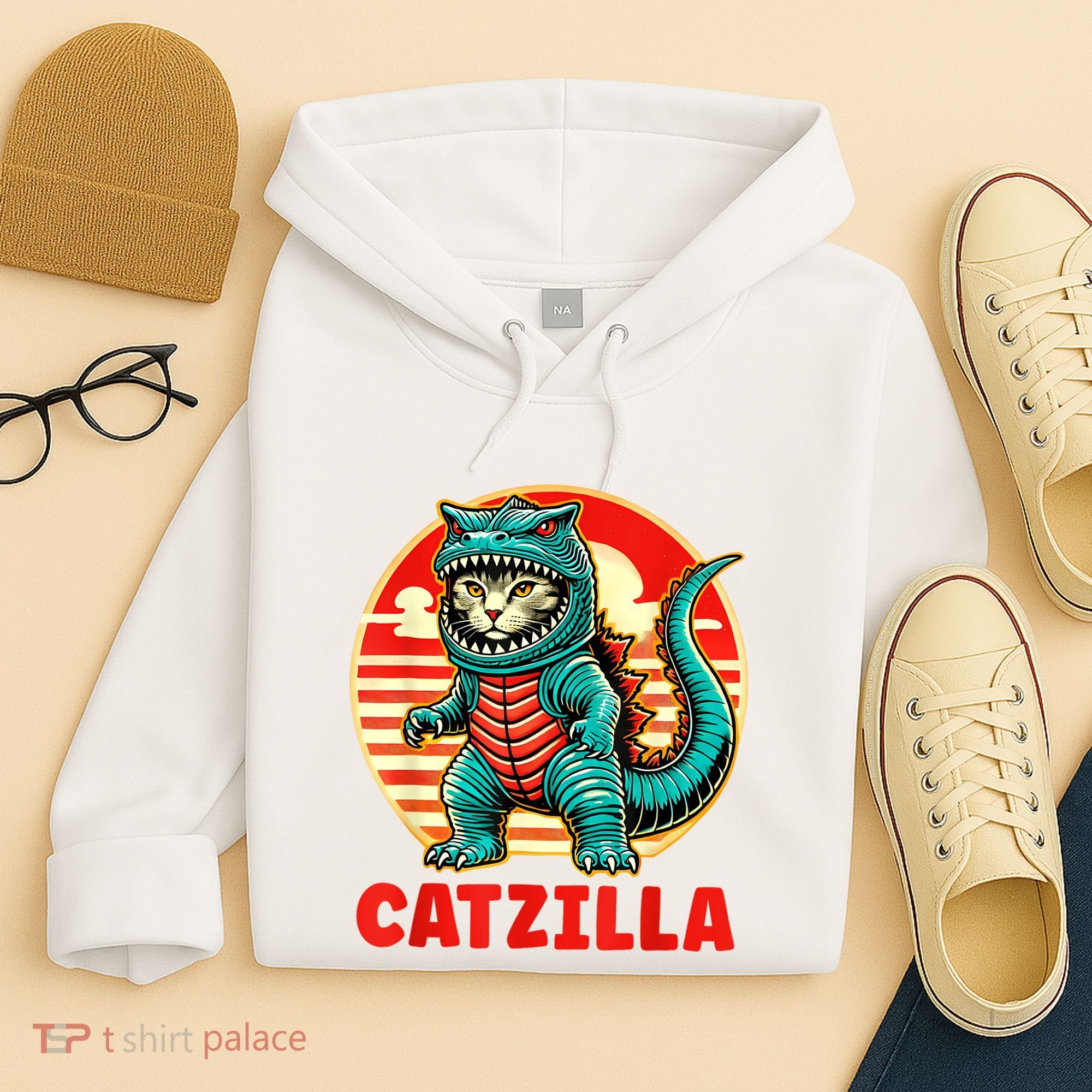 Cat Catzilla Cat Mom Cat Dad Hoodie