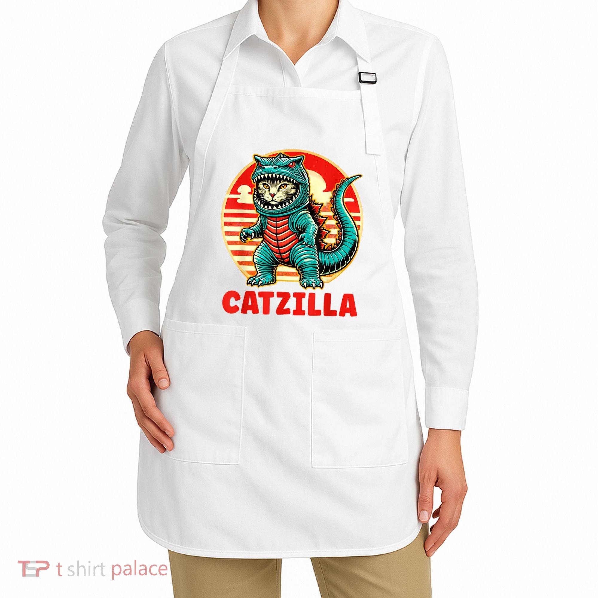 Cat Catzilla Cat Mom Cat Dad Apron
