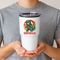 Cat Catzilla Cat Mom Cat Dad Tumbler thumb 2