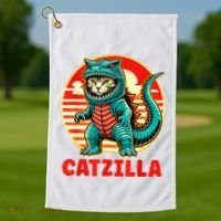 Cat Catzilla Cat Mom Cat Dad Golf Towel thumb 1