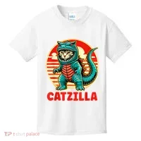 Cat Catzilla Cat Mom Cat Dad Kids T-Shirt thumb 0