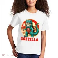 Cat Catzilla Cat Mom Cat Dad Kids T-Shirt thumb 2