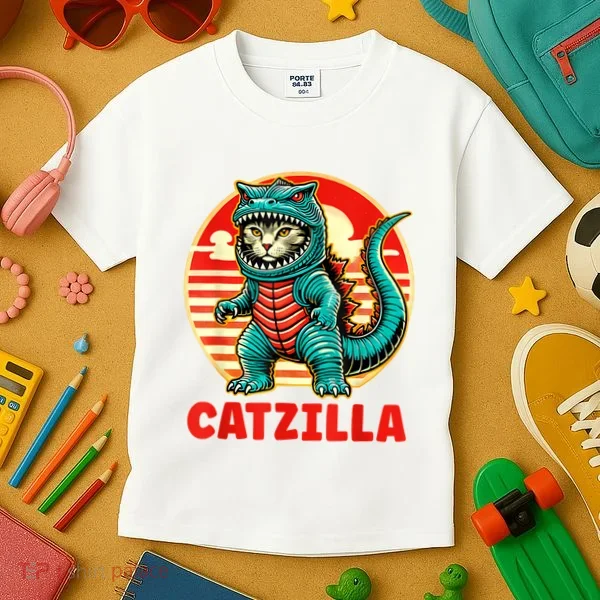 Cat Catzilla Cat Mom Cat Dad Kids T-Shirt