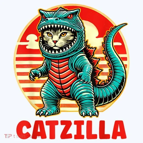 Cat Catzilla Cat Mom Cat Dad Kids T-Shirt
