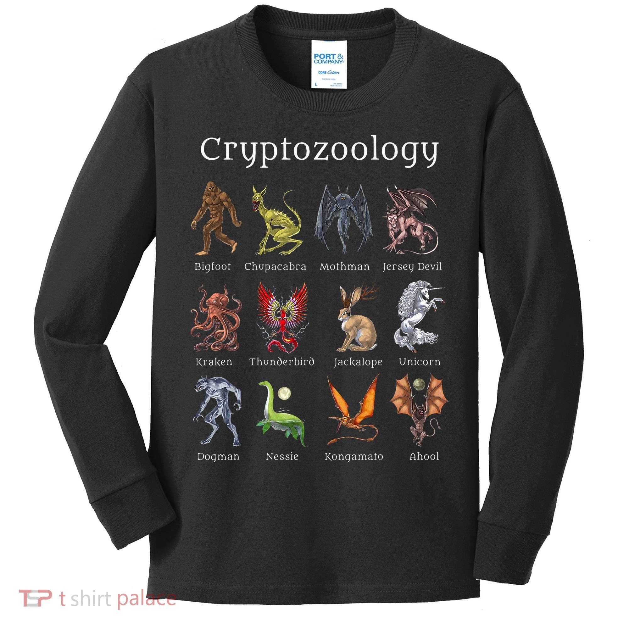 Cryptozoology Cryptid Creatures Fantasy Mythical Monsters Kids Long Sleeve Shirt