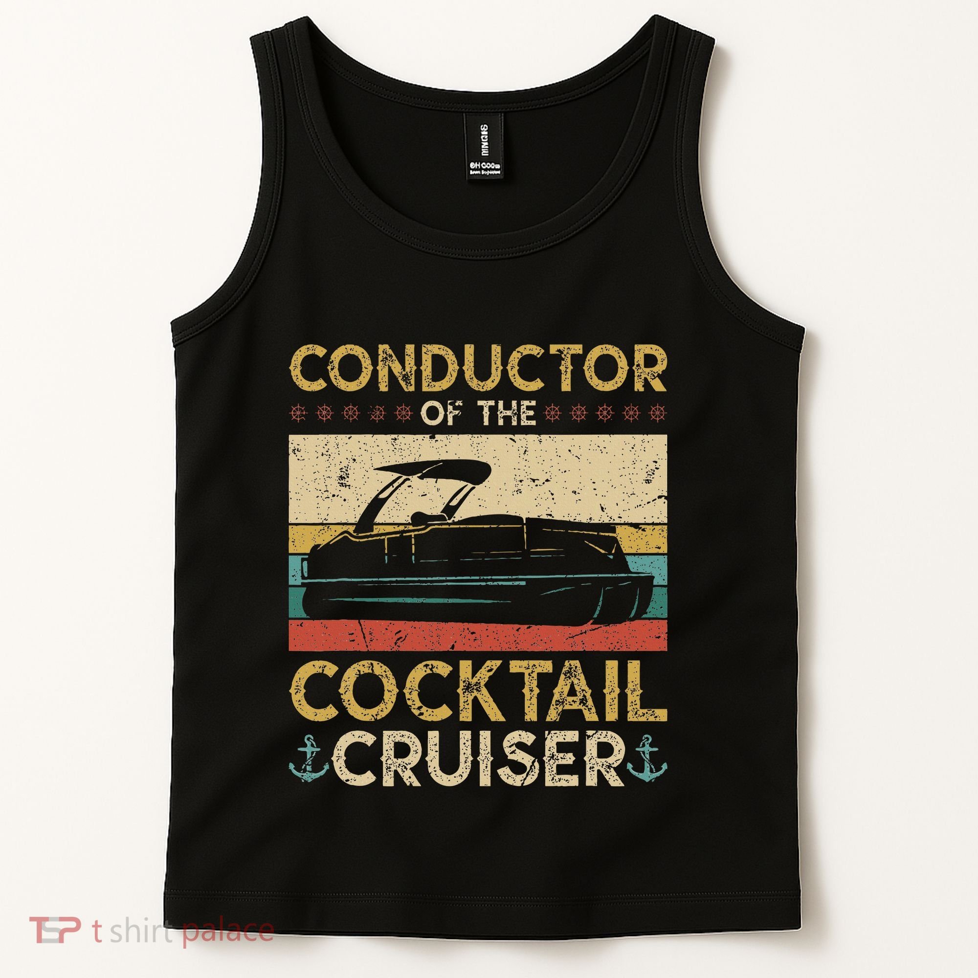 Conductor Cocktail Cruiser Pontooning Pontoon Boat Captain Tank Top