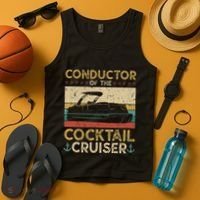 Conductor Cocktail Cruiser Pontooning Pontoon Boat Captain Tank Top thumb 4