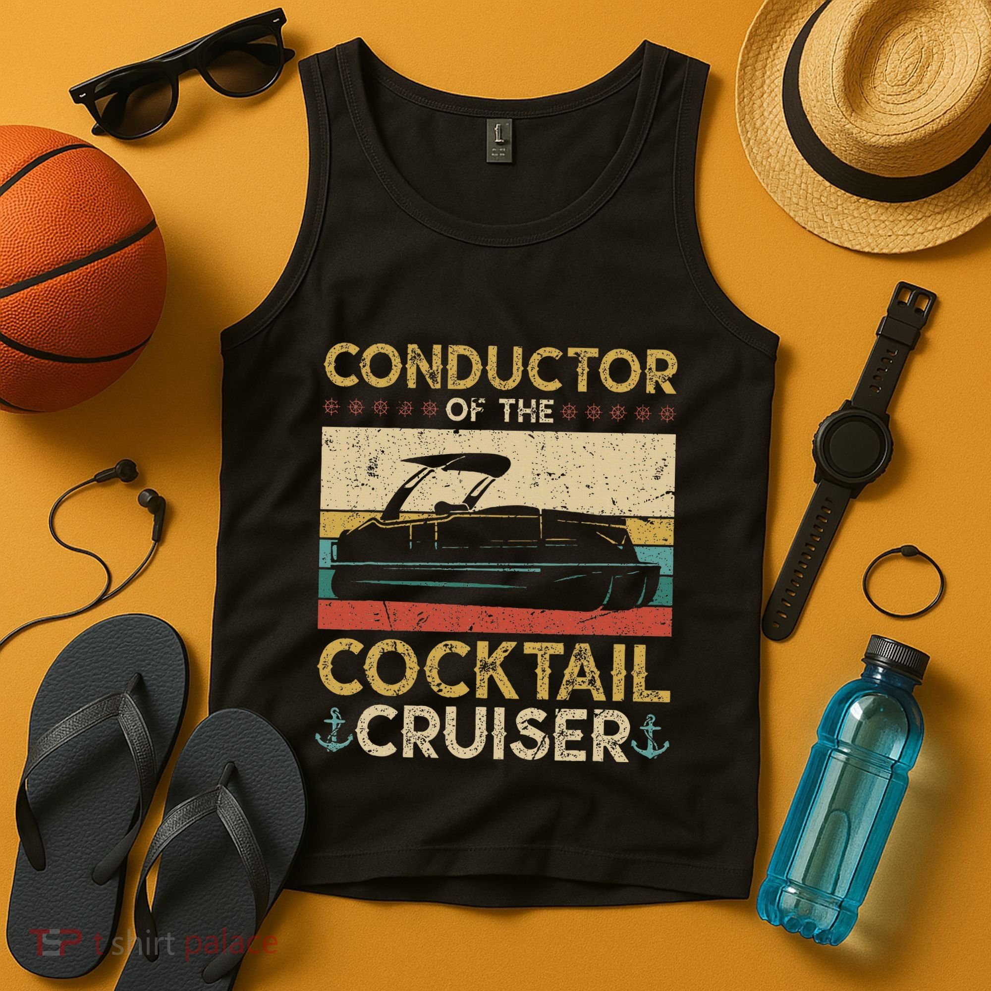 Conductor Cocktail Cruiser Pontooning Pontoon Boat Captain Tank Top