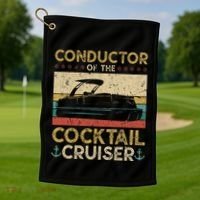 Conductor Cocktail Cruiser Pontooning Pontoon Boat Captain Golf Towel thumb 1
