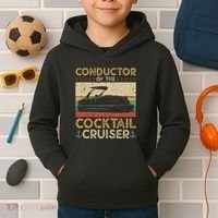 Conductor Cocktail Cruiser Pontooning Pontoon Boat Captain Kids Hoodie thumb 2