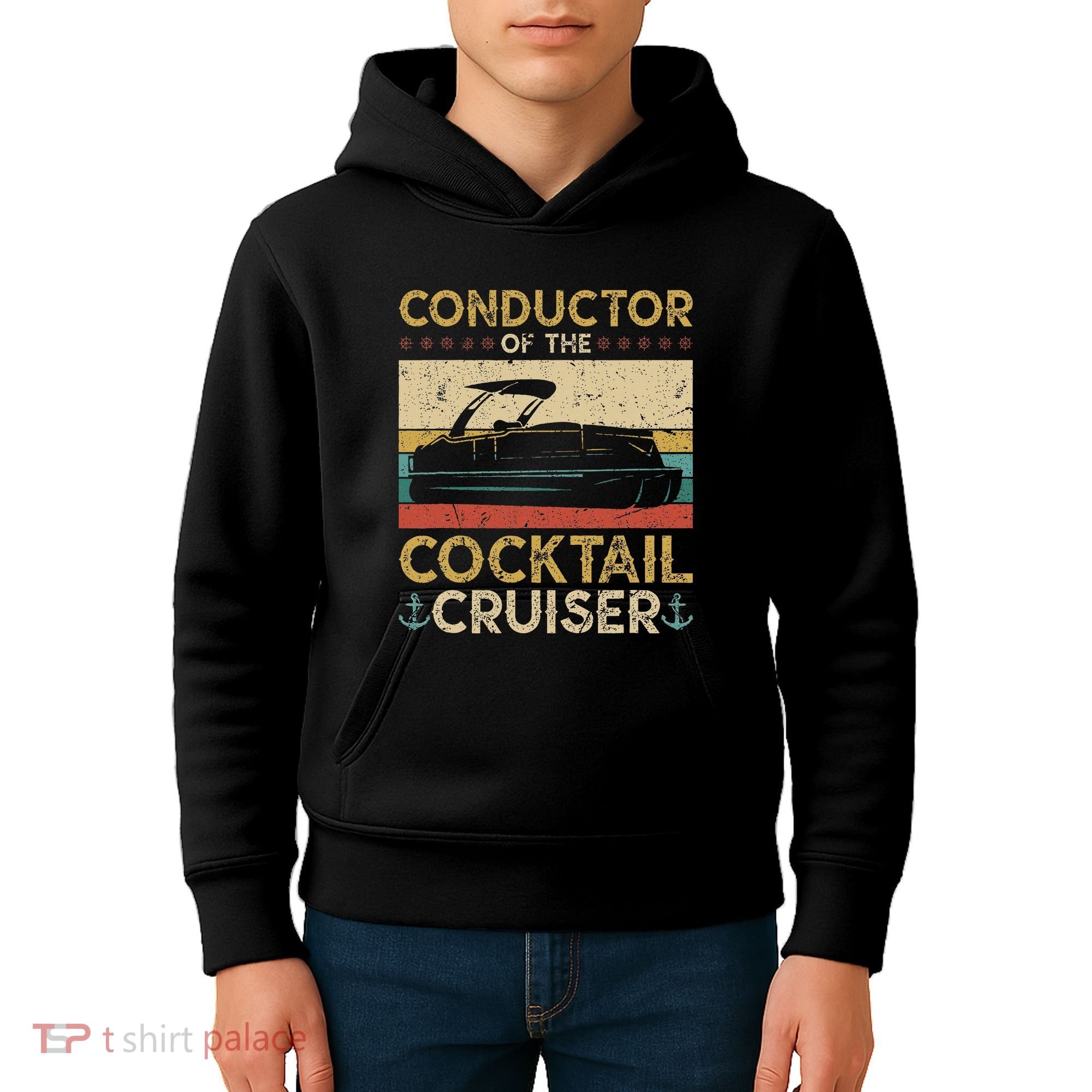 Conductor Cocktail Cruiser Pontooning Pontoon Boat Captain Kids Hoodie