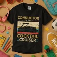 Conductor Cocktail Cruiser Pontooning Pontoon Boat Captain Kids T-Shirt thumb 3