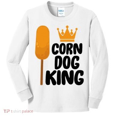 Corndog Costume  Corn Dog King  Kids Long Sleeve Shirt