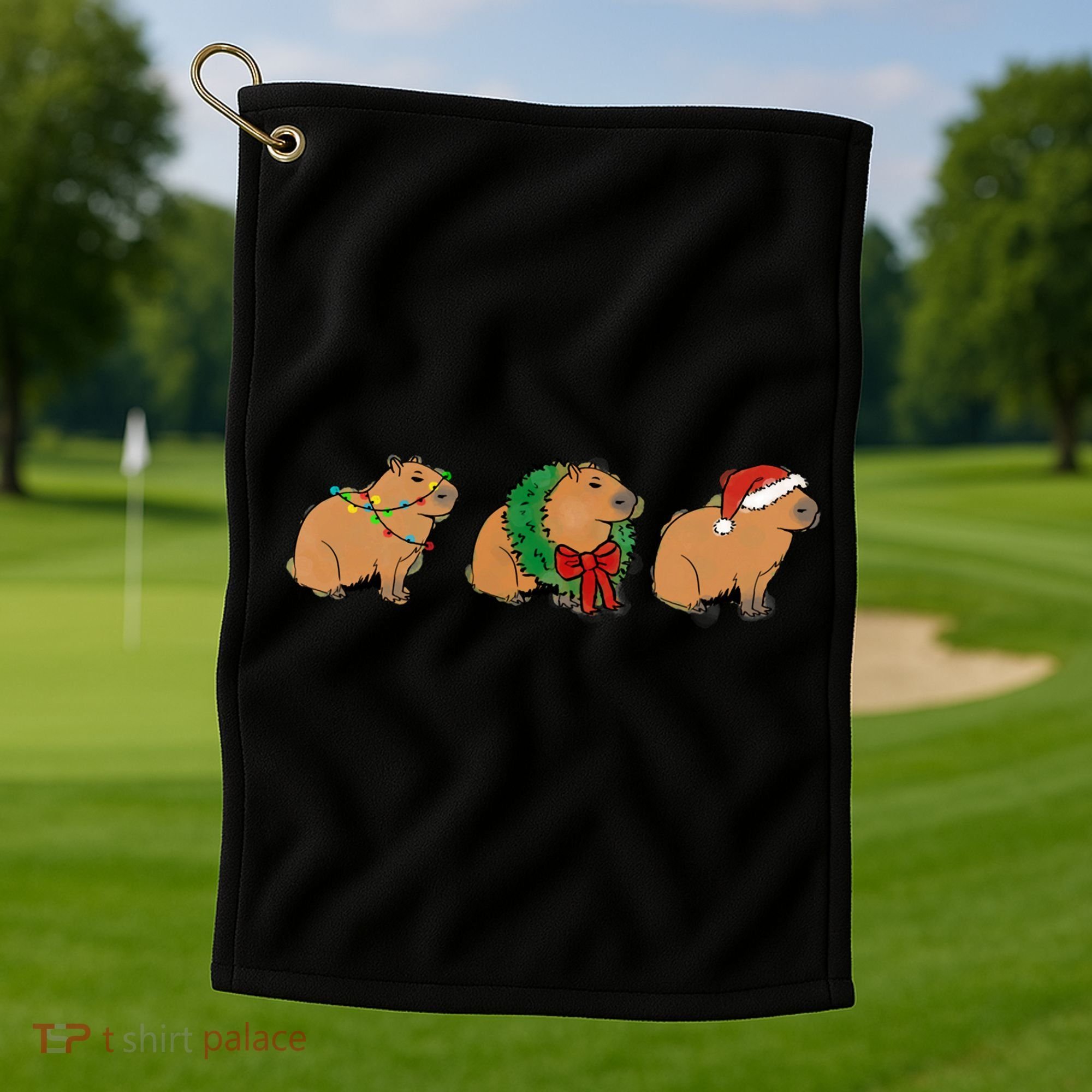 Christmas Capybara Classic Golf Towel