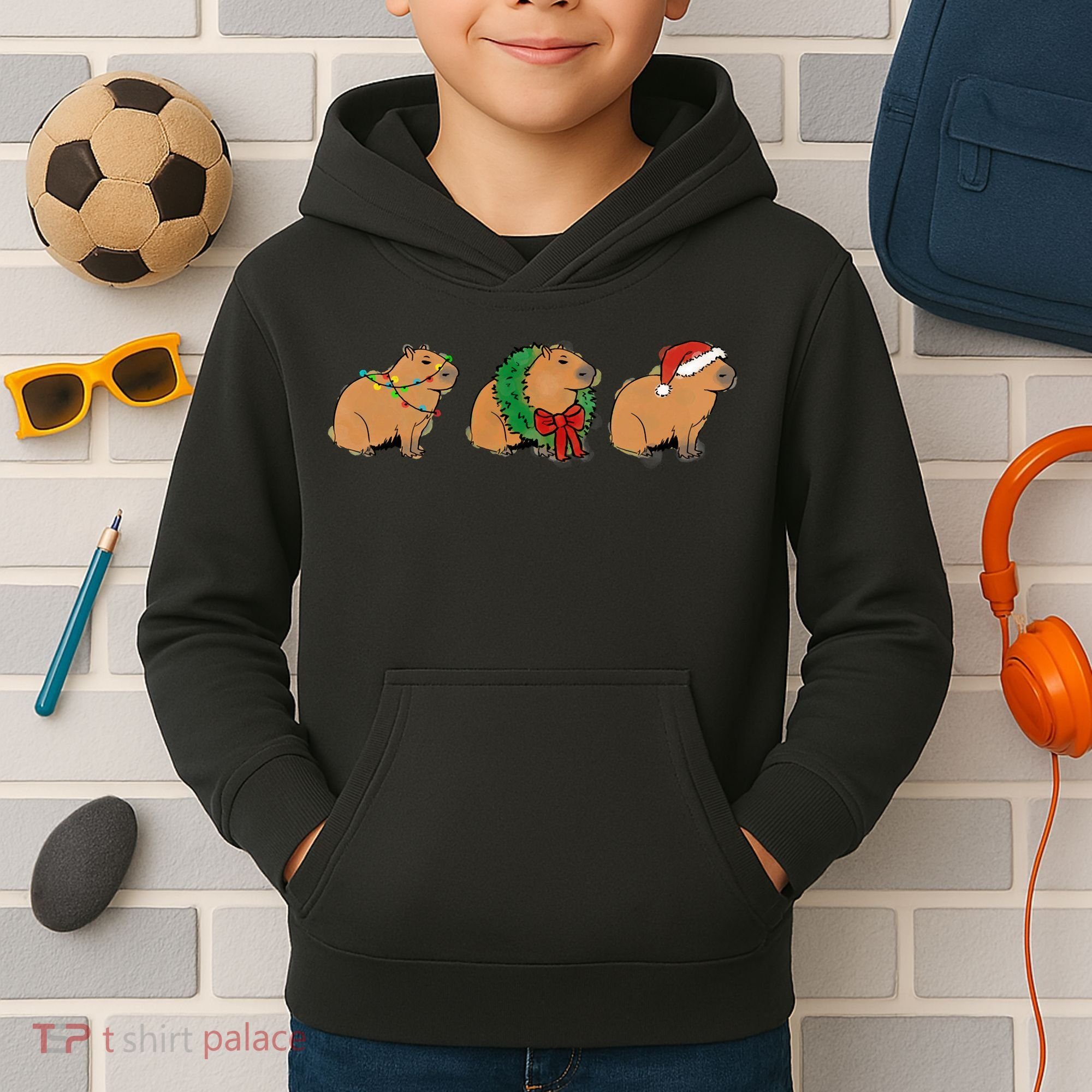 Christmas Capybara Classic Kids Hoodie