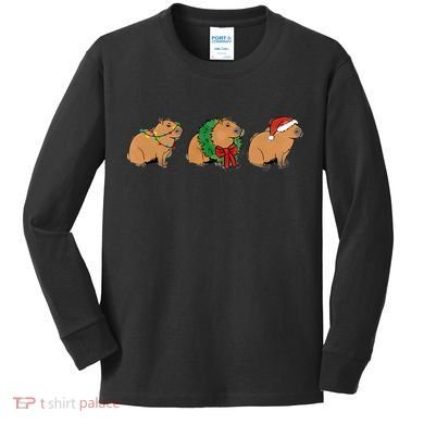 Christmas Capybara Classic Kids Long Sleeve Shirt