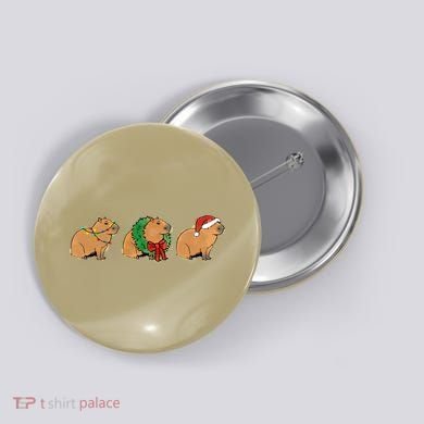 Christmas Capybara Classic Button