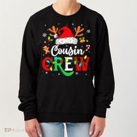 Christmas Cousin Crew Reindeer Santa Hat Lights Kid Teens Women's Sweatshirt thumb 0
