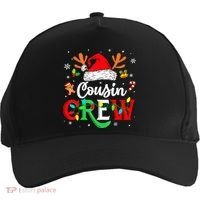 Christmas Cousin Crew Reindeer Santa Hat Lights Kid Teens Five-Panel Snapback Cap thumb 0