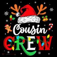 Christmas Cousin Crew Reindeer Santa Hat Lights Kid Teens Hoodie thumb 7