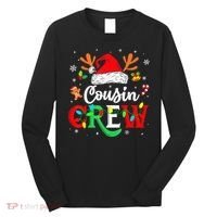 Christmas Cousin Crew Reindeer Santa Hat Lights Kid Teens Long Sleeve Shirt thumb 0