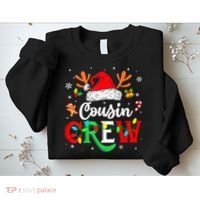 Christmas Cousin Crew Reindeer Santa Hat Lights Kid Teens Sweatshirt thumb 2