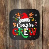 Christmas Cousin Crew Reindeer Santa Hat Lights Kid Teens Coaster thumb 0