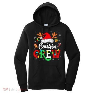 Christmas Cousin Crew Reindeer Santa Hat Lights Kid Teens Women's Hoodie